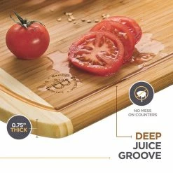 Deals 🌟 Large Bamboo Cutting Boards Good For Chopping Meat, Cheese and Vegetables (Set of 2) by Bambusi 🎉 -Cutlery Sales wood bambusi cutting boards bam cbs 2p 4f 1000