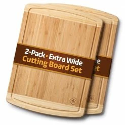 Deals 🌟 Large Bamboo Cutting Boards Good For Chopping Meat, Cheese and Vegetables (Set of 2) by Bambusi 🎉