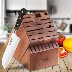 Coupon 😉 25-Slots Acacia Wood Knife Storage Block by Cooks Standard 👍 -Cutlery Sales wood cooks standard knife blocks storage 02706 1f 1000