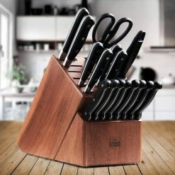 Coupon 😉 25-Slots Acacia Wood Knife Storage Block by Cooks Standard 👍 -Cutlery Sales wood cooks standard knife blocks storage 02706 31 1000